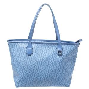Pre Owned Aigner Blue Signature Coated Canvas Shopper Tote