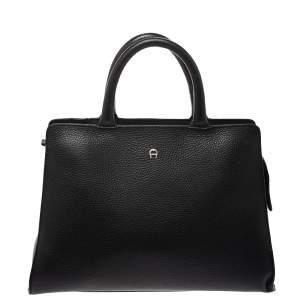Pre Owned Aigner Black Leather Cybill Tote