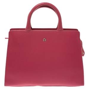 Pre Owned Aigner Pink Leather Cybill Tote