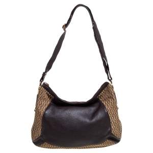 Aigner Brown/Beige Signature Canvas and Leather Hobo