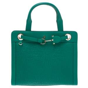 Pre Owned Aigner Green Leather Cavallina Top Handle Bag