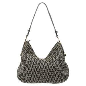 Pre Owned Aigner Grey/Black Signature Canvas and Leather Hobo