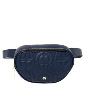 Pre Owned Aigner Deep Blue Leather Diadora Belt Bag
