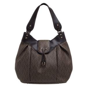 Pre Owned Aigner Brown Monogram Coated Canvas and Leather Hobo