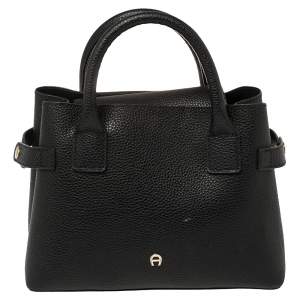 Pre Owned Aigner Black Leather Tote