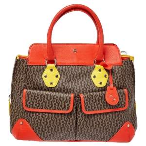 Pre Owned Aigner Multicolor Coated Canvas and Leather Satchel