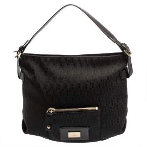 Pre Owned Aigner Black Monogram Fabric Hobo