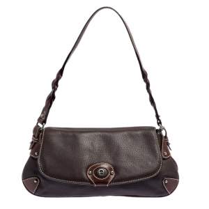 Pre Owned Aigner Brown Leather Flap Hobo