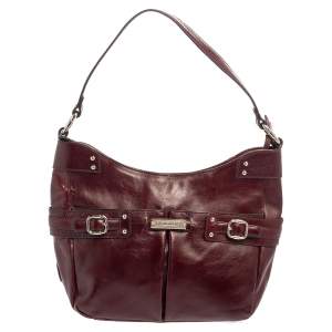 Pre Owned Aigner Burgundy Leather Hobo