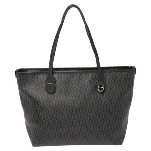 Pre Owned Aigner Black Signature Coated Canvas and Leather Tote