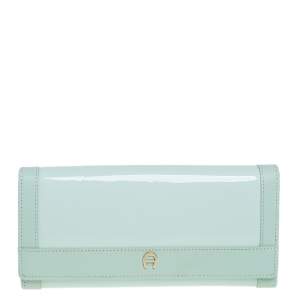 Aigner Light Green Patent Leather Continental Wallet