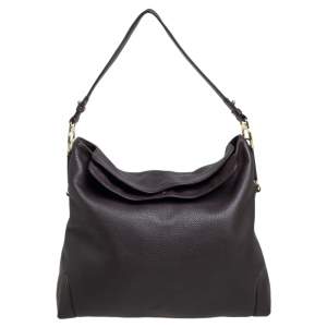 Pre Owned Aigner Dark Brown Leather Large Arya Hobo 