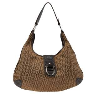 Pre Owned Aigner Beige/Brown Signature Canvas And Leather Hobo