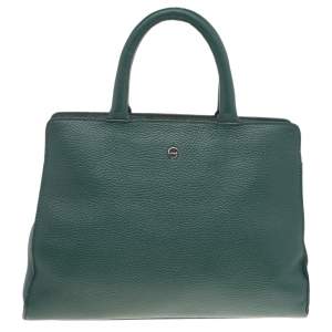 Pre Owned Aigner Green Leather Tote