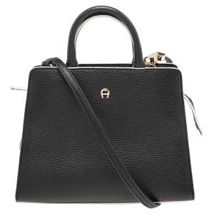 Pre Owned Aigner Black Leather Mini Cybill Tote