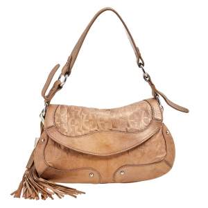 Pre Owned Aigner Bronze Leather Tassel Shoulder Bag