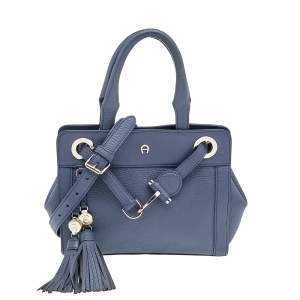 Pre Owned Aigner Blue Leather Cavallina Tote