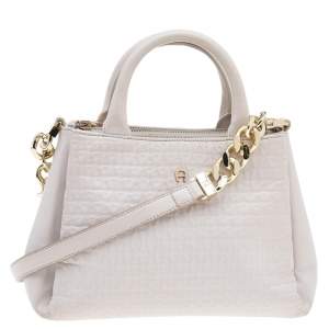 Pre Owned Aigner Beige Leather Olivia Tote