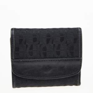 Aigner Black Signature Canvas and Leather Trifold Wallet