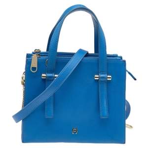 Pre Owned Aigner Blue Leather Lana City Tote