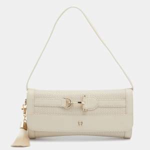 Pre Owned Aigner Beige Leather Cavallina Flap Shoulder Bag
