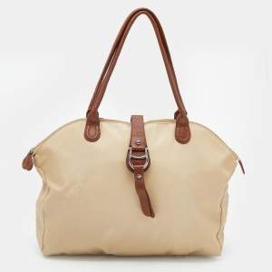 Pre Owned Aigner Beige/Brown Nylon And Leather Piccolina Shopper Tote