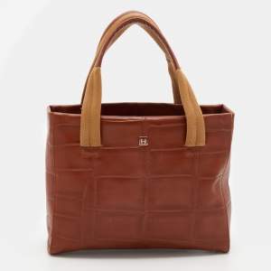 Aigner Brown Croc Embossed Leather Tote