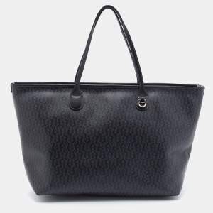 Pre Owned Aigner Black Signature Coated Canvas and Leather Tote