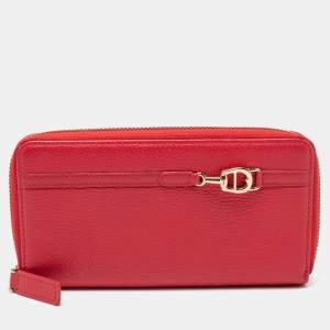 Aigner Red Leather Zip Around Wallet