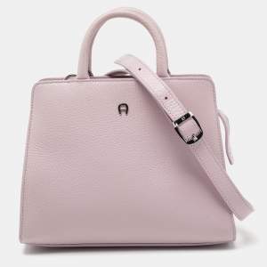 Aigner Lavender Grained Leather Cybill Tote