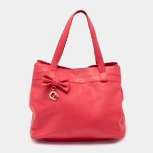 Aigner Rose Red Leather Bow Tote
