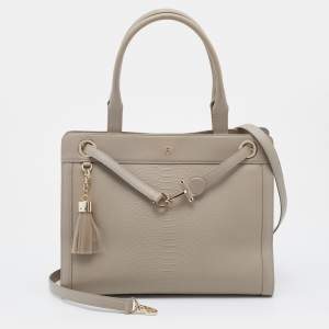 Pre Owned Aigner Beige Python Embossed Leather Cavallina Tote