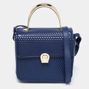 Aigner Blue Leather Genoveva Top Handle Bag