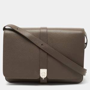 Aigner Brown Leather Flap Shoulder Bag