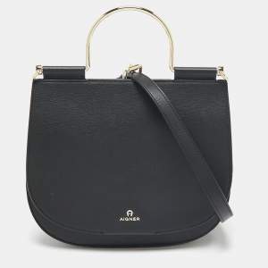 Pre Owned Aigner Black Leather Diane Shoulder Bag
