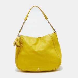 Aigner Yellow Leather Tassel Shoulder Bag