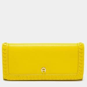 Pre Owned Aigner Yellow Leather Continental  Wallet