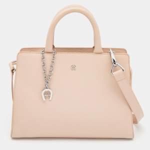 Aigner Pink Grained Leather Cybill Tote