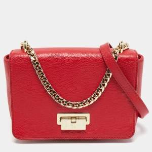 Aigner Red Leather Flap Crossbody Bag