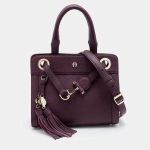 Aigner Plum Leather Cavallina Tote