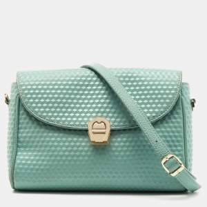 Aigner Mint Green Embossed Leather Genoveva Crossbody Bag