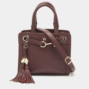 Aigner Burgundy Leather  Cavallina Tote