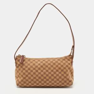 Aigner Brown Monogram Canvas And Leather Shoulder Bag