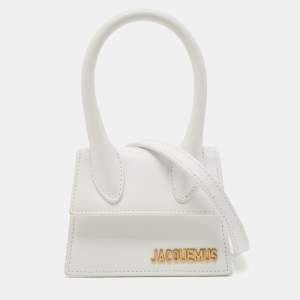 Jacquemus White Leather Mini Le Chiquito Top Handle Bag