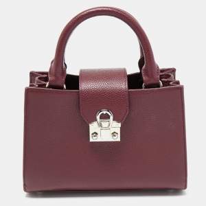 Aigner Burgundy Leather Mina Tote