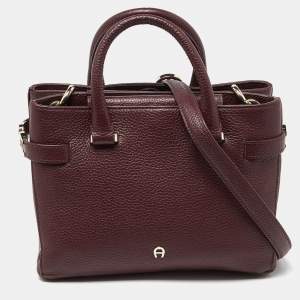 Aigner Maroon Leather Tote