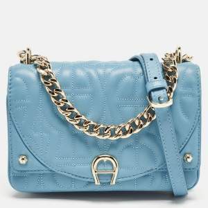 Aigner Blue Quilted Leather Diadora Shoulder Bag