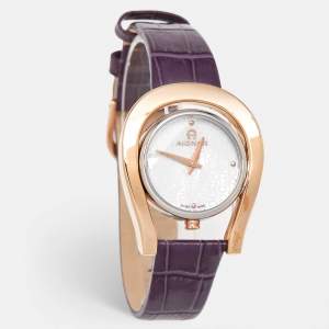 Aigner Mother Of Pearl Two-Tone Stainless Steel Leather Capri A146203 Women's Wristwatch 33 mm