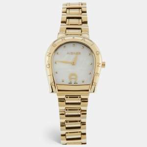 مملوكة مسبقًا Aigner Ravenna A122216 Mother Of Pearl Gold Tone Stainless Steel Women's Wristwatch 30 mm