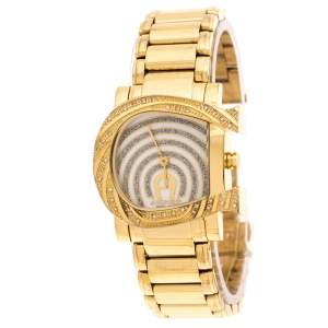 Aigner White Mother of Pearl Gold Plated Stainless Steel Diamonds Genua Due A31600 Women's Wristwatch 31 mm